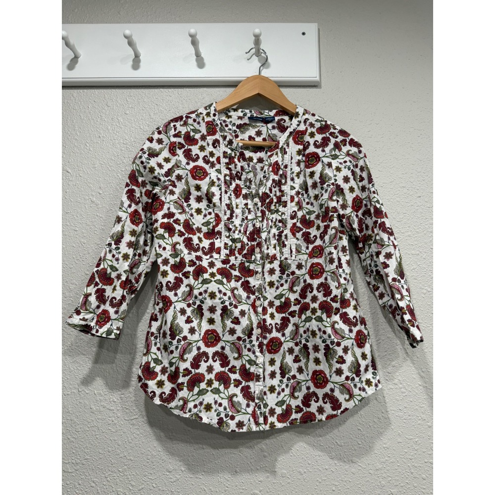 Basic Editions Floral Paisley Pintuck Bib Blouse S Cottagecore Romantic
Coquette